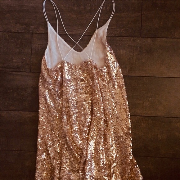 ⚡️HP⚡️Free People Rose Gold Sequin Dress - Picture 5 of 7
